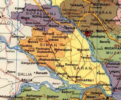 Map of Old Saran District